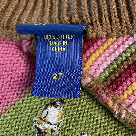 Oshkosh B'gosh Y2K Western Fringe Patchwork Cowgirl Knit Poncho Size 2T - Picture 6 of 9